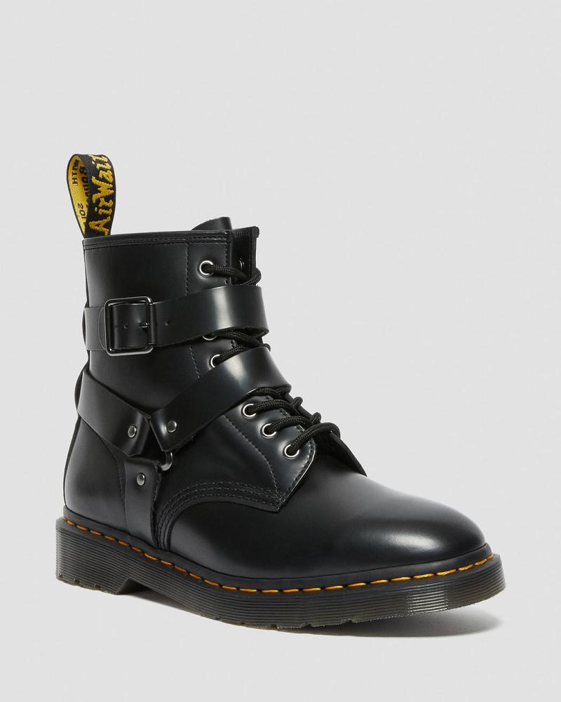 Black Women\'s Dr Martens Cristofor Leather Harness Lace Up Boots | CA 218EBC